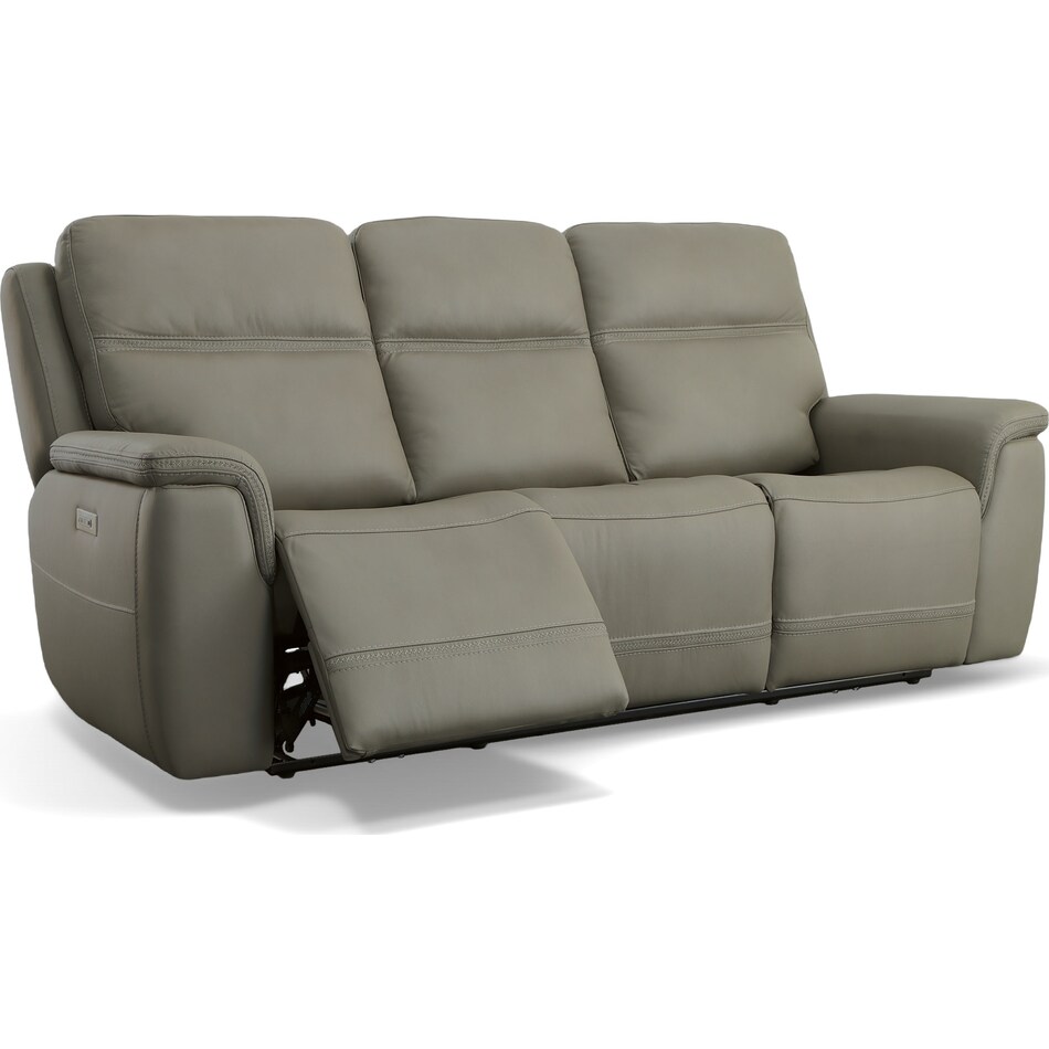 shelby grey power leather reclining sofa   