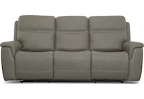 shelby grey power leather reclining sofa   