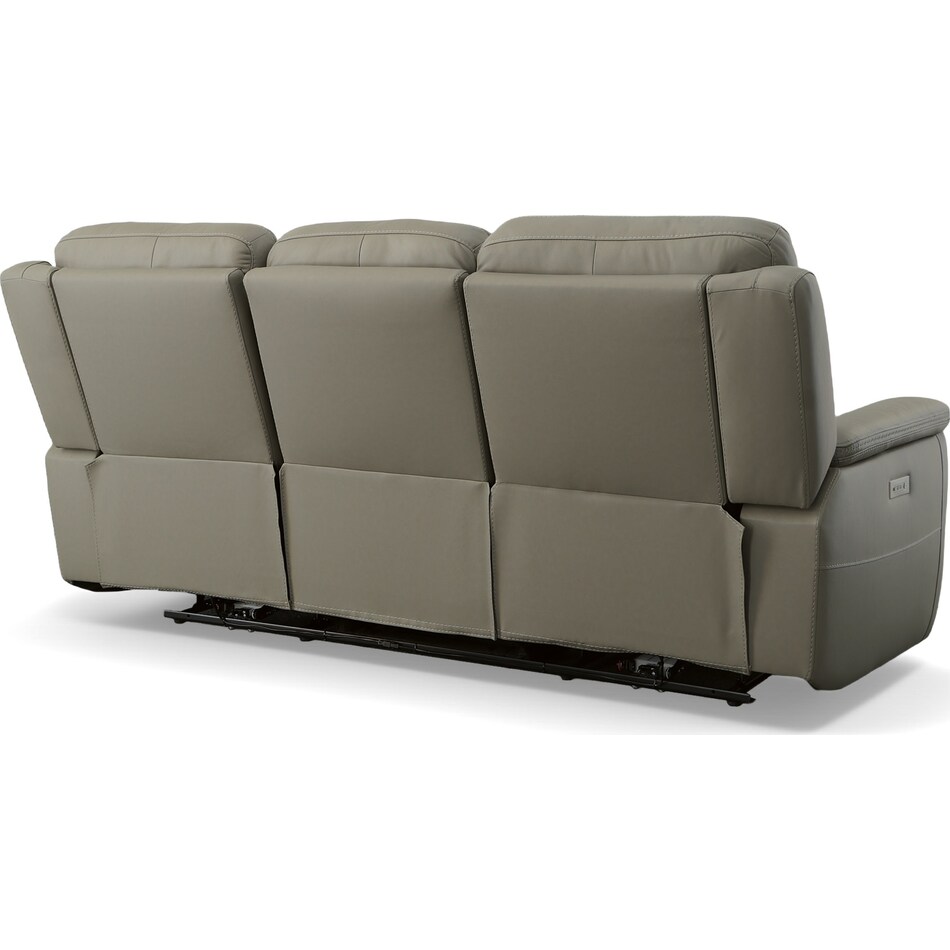 shelby grey power leather reclining sofa   