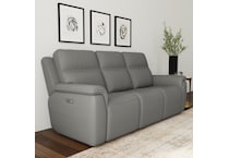 shelby grey power leather reclining sofa   