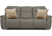 shelby grey power leather reclining sofa   