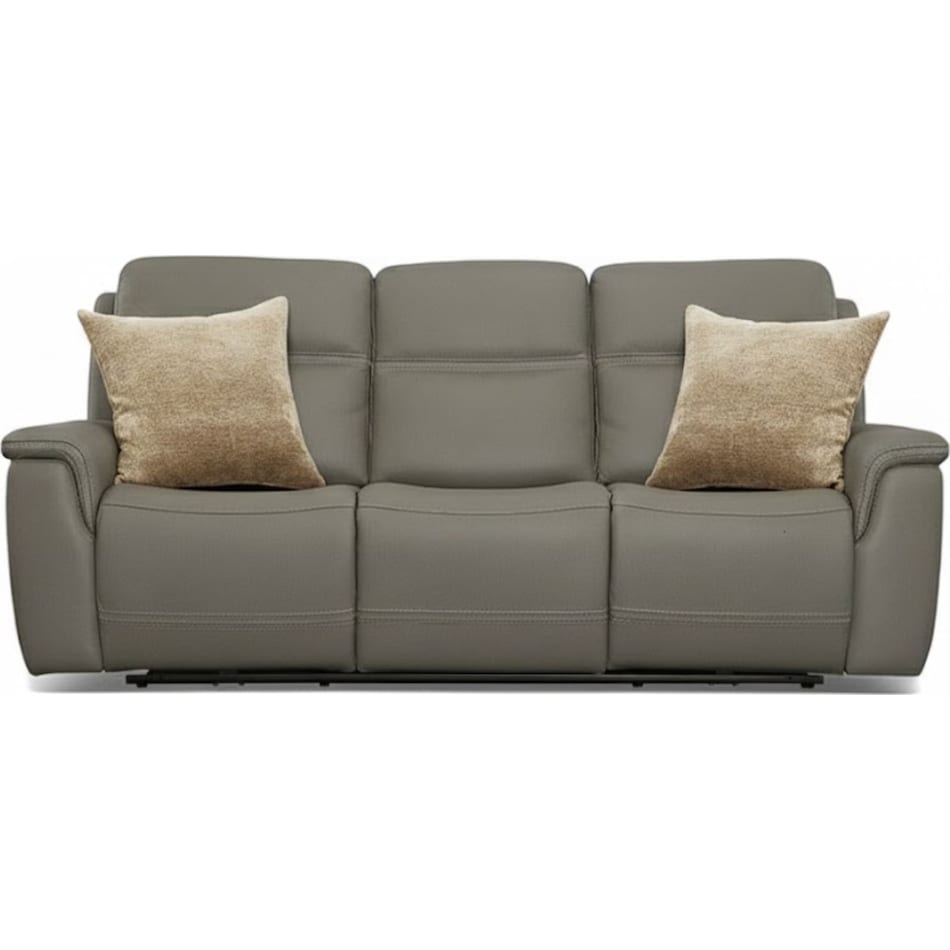 shelby grey power leather reclining sofa   