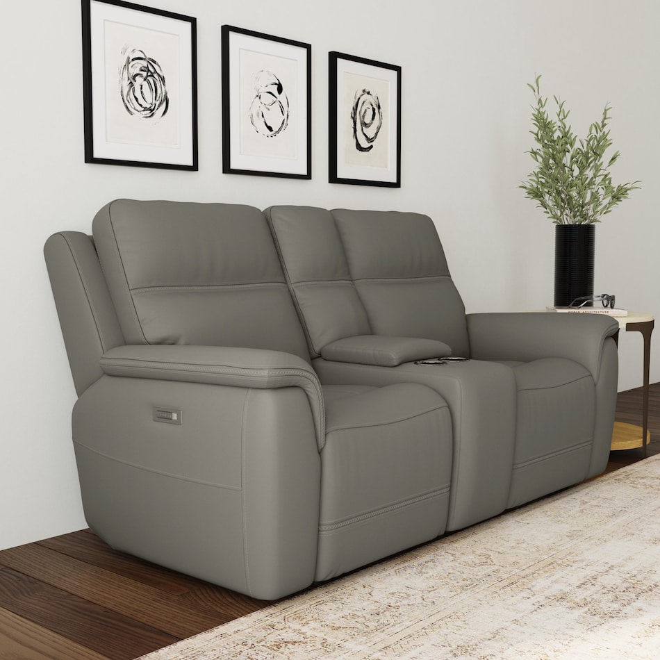 shelby power leather reclining console loveseat   