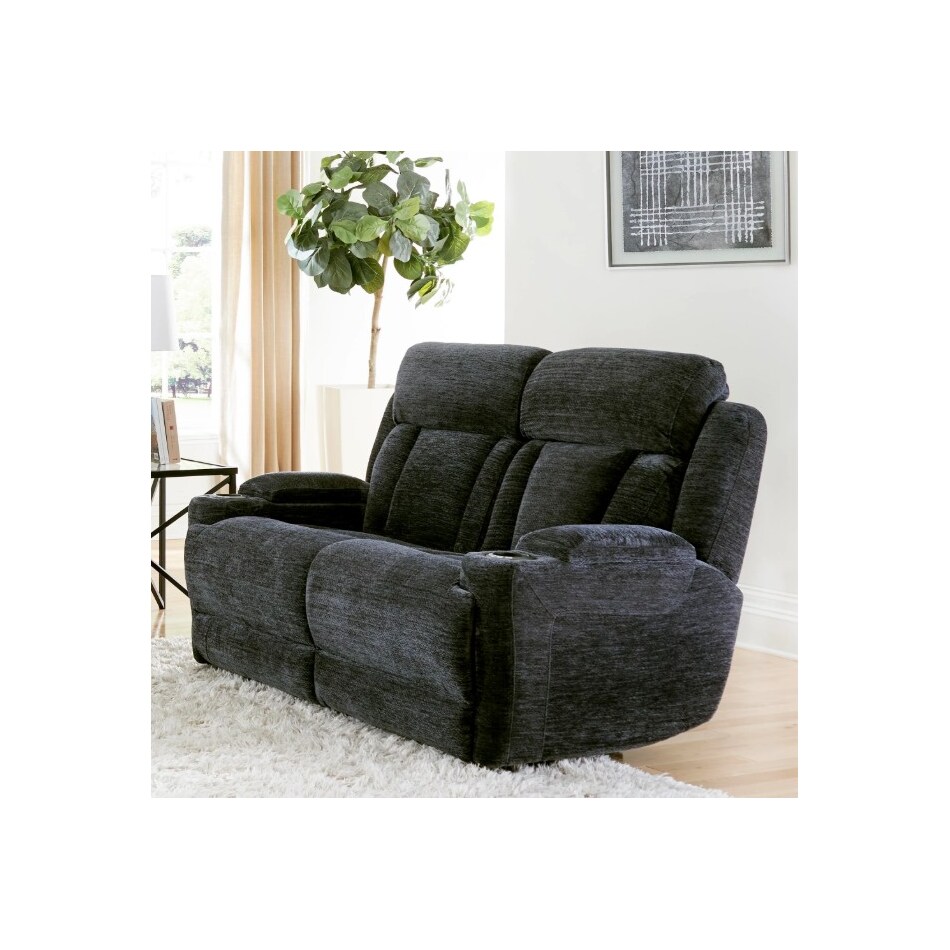 shia charcoal power reclining loveseat   