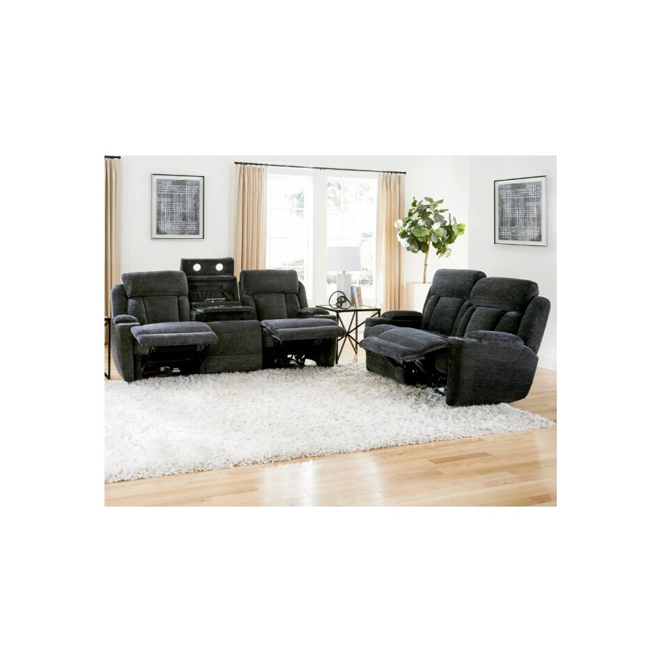 shia charcoal power reclining loveseat   