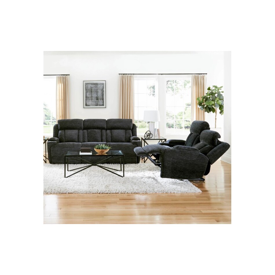 shia charcoal power reclining loveseat   