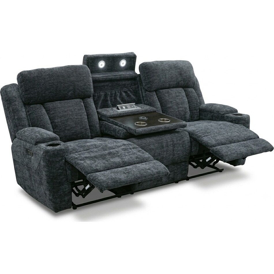 shia charcoal power reclining sofa   