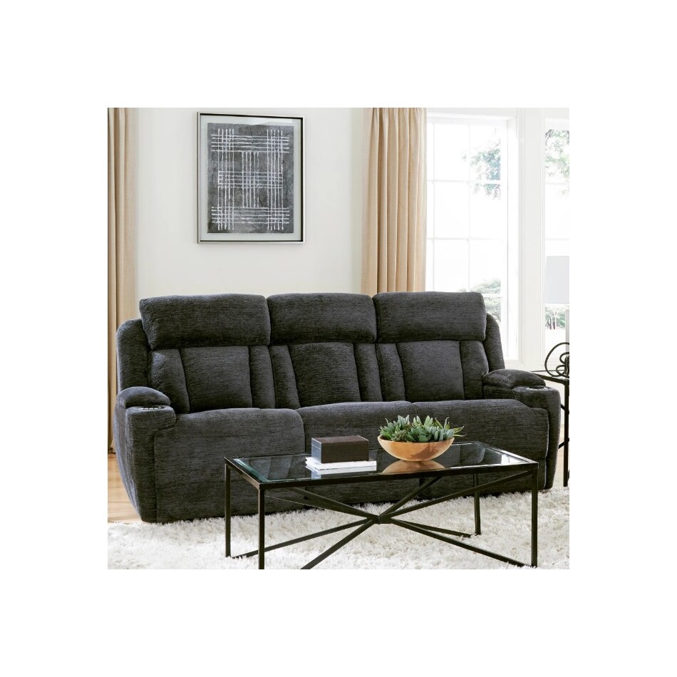 shia charcoal power reclining sofa   
