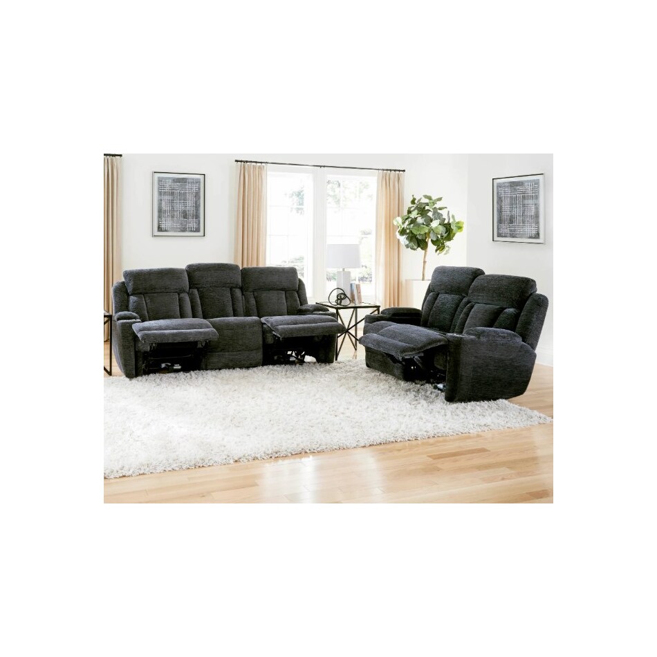 shia charcoal power reclining sofa   