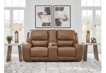 silverbrooke brown power leather reclining console loveseat   