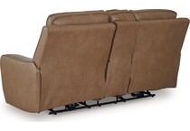 silverbrooke caramel power leather reclining console loveseat   