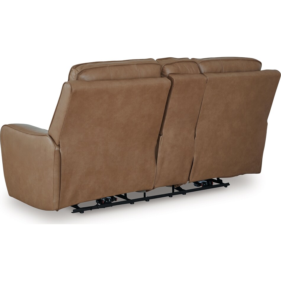 silverbrooke caramel power leather reclining console loveseat   