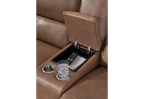 silverbrooke caramel power leather reclining console loveseat   