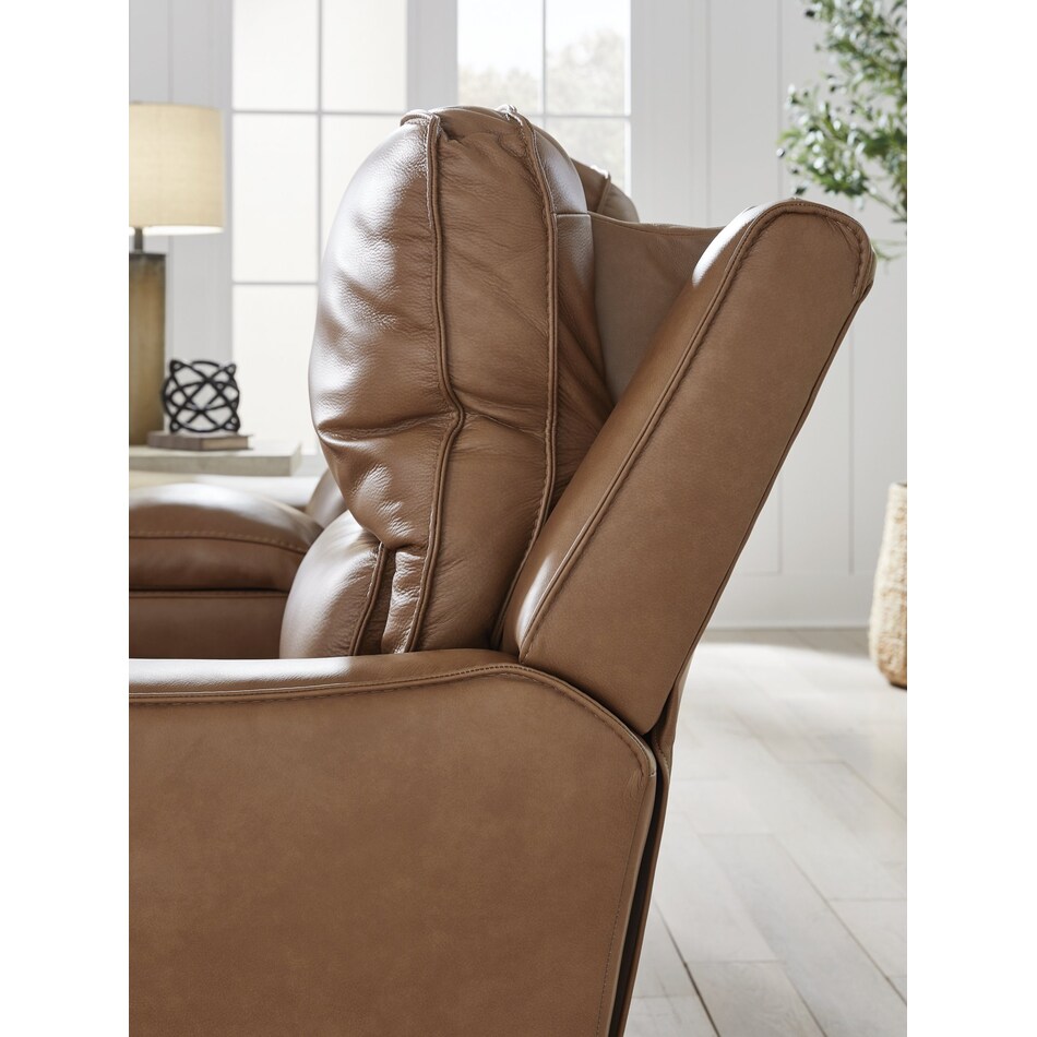 silverbrooke caramel power leather reclining console loveseat   