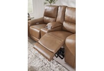 silverbrooke caramel power leather reclining console loveseat   