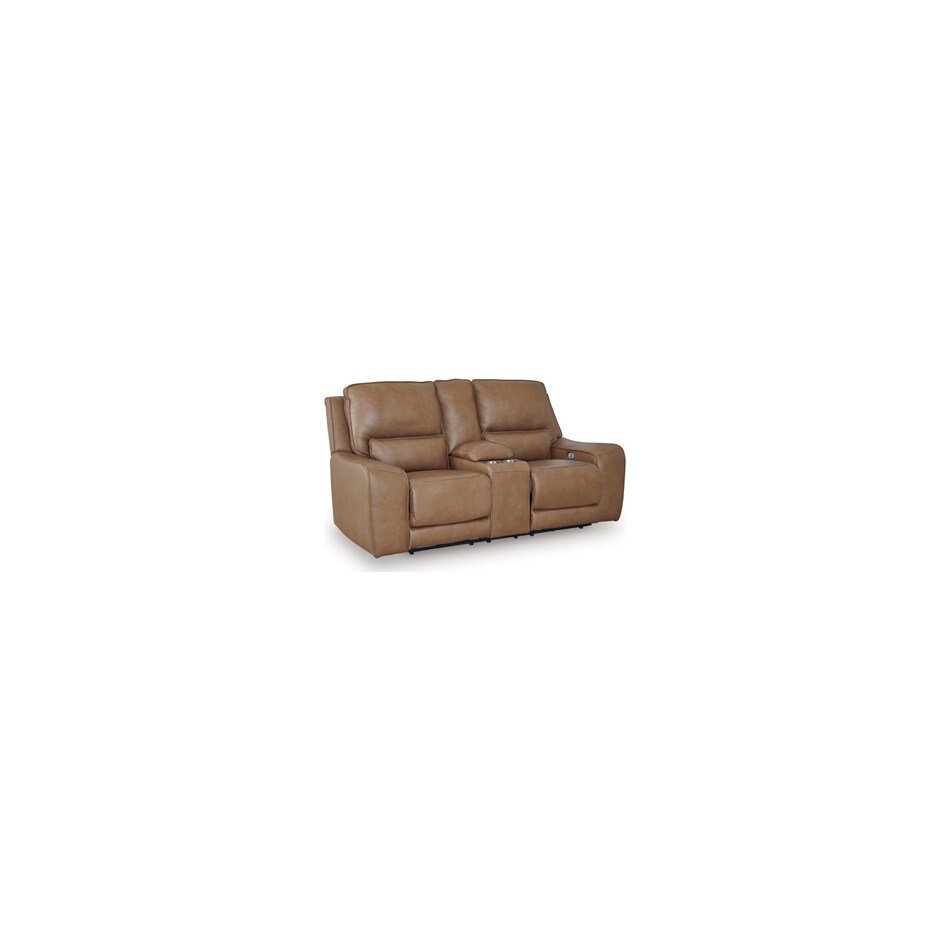 silverbrooke caramel power leather reclining console loveseat   