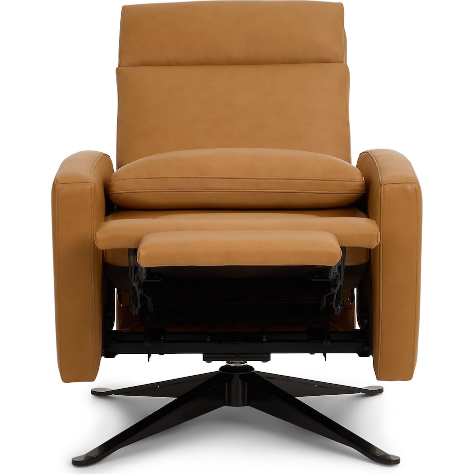 simon bali butterscotch leather swivel glider recliner   