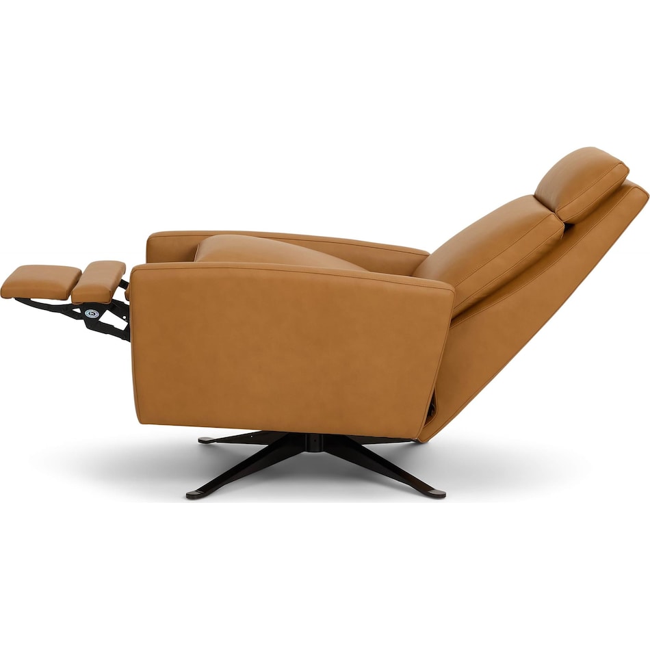 simon bali butterscotch leather swivel glider recliner   