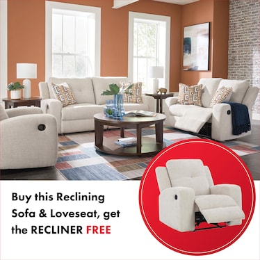 DANUM RECLINING SOFA AND LOVESEAT WITH FREE RECLINER!