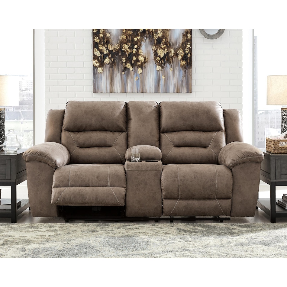 stoneland brown power reclining loveseat   