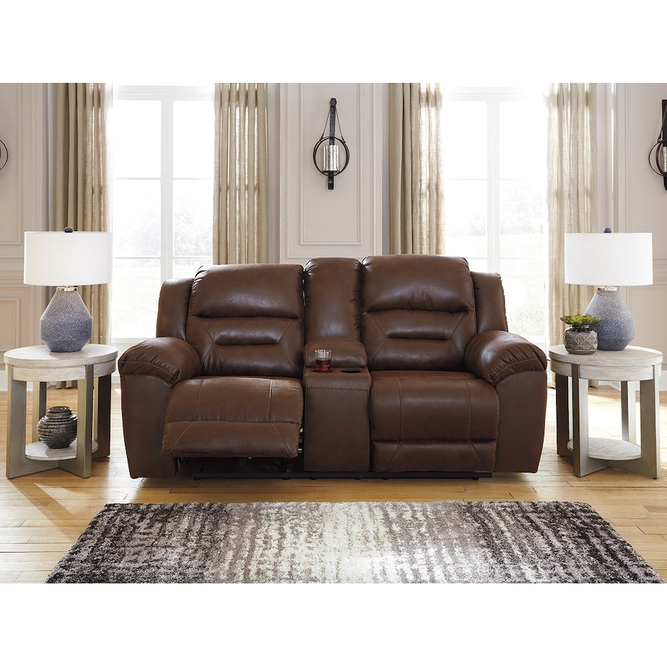 stoneland brown power reclining loveseat   