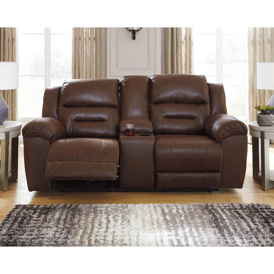 stoneland brown reclining loveseat   