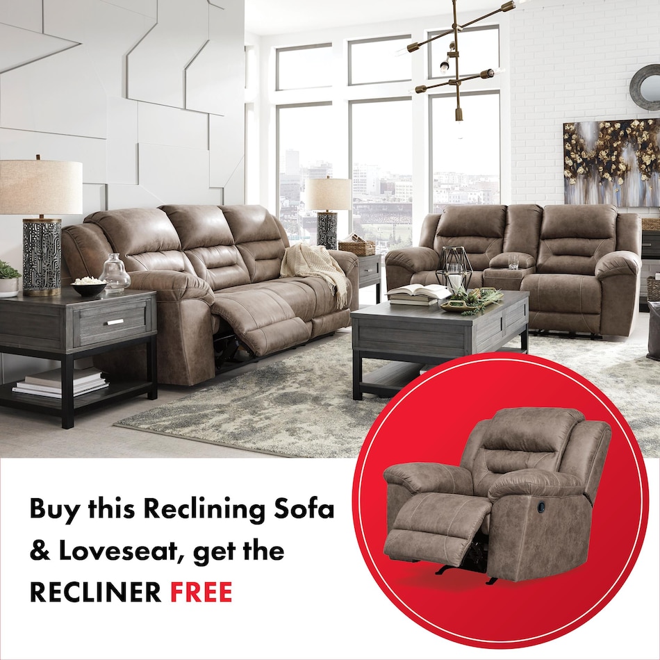 stoneland brown reclining sofa   