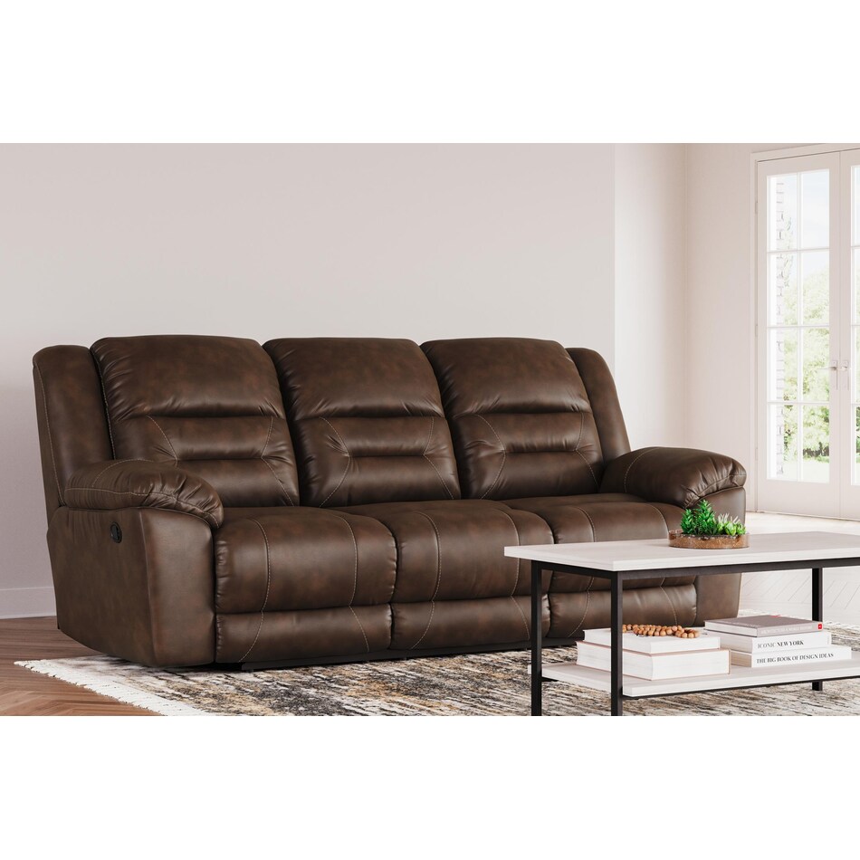 stoneland brown reclining sofa   