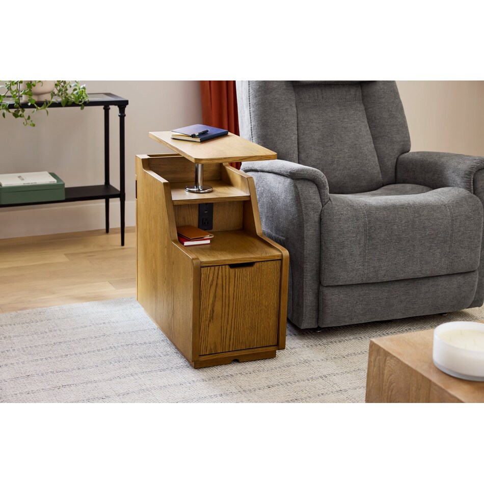 stratton light brown chairside table   