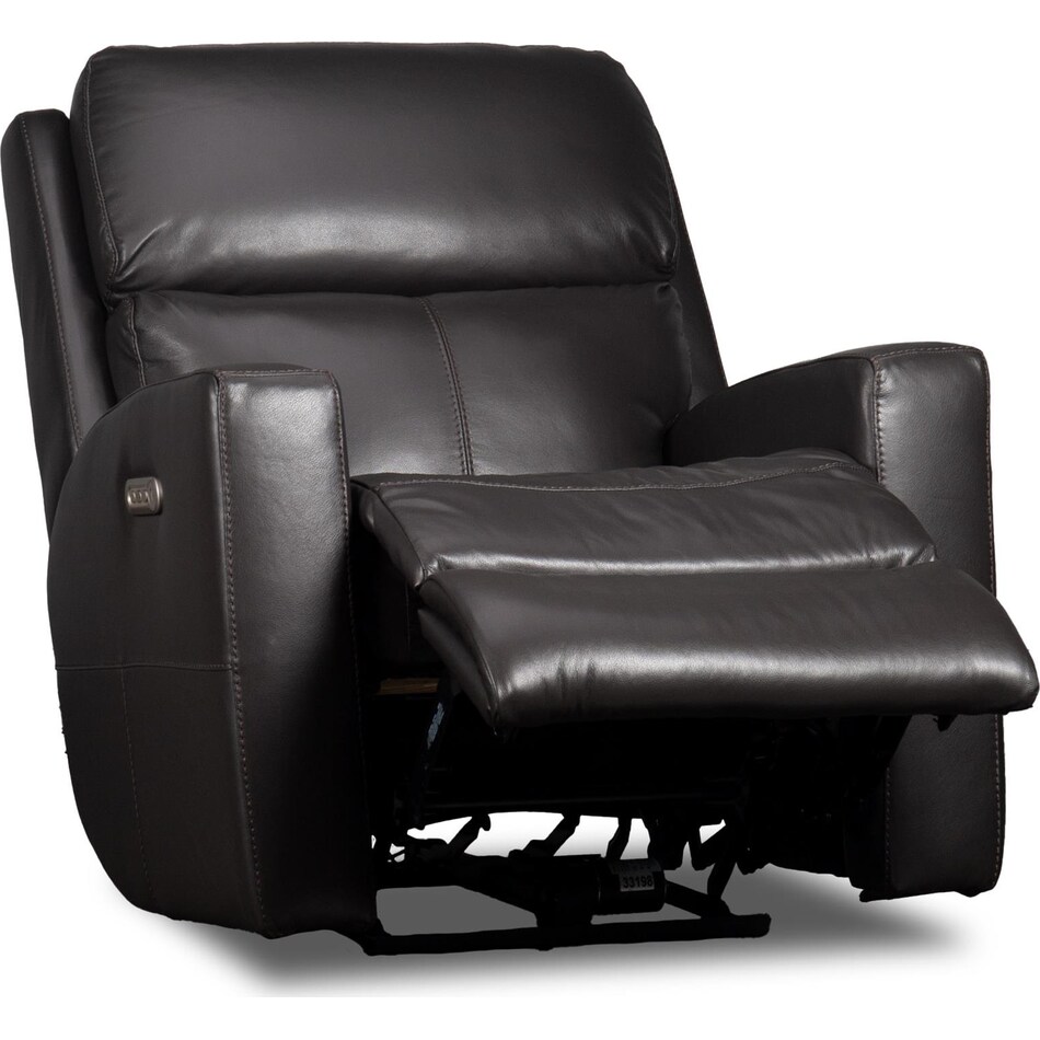 summit black power leather recliner   