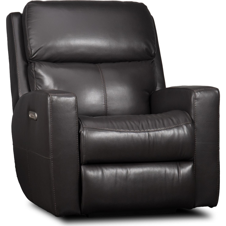 summit black power leather recliner   