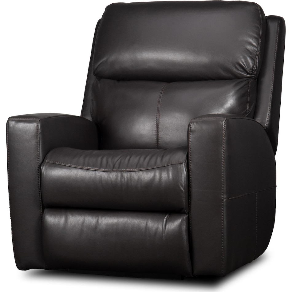 summit black power leather recliner   