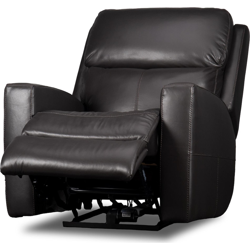 summit black power leather recliner   