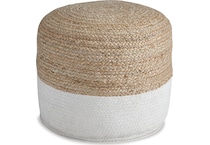 sweed valley tan white pouf  ottoman   