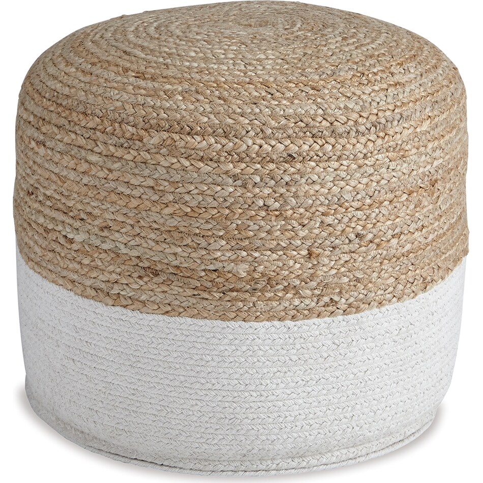 sweed valley tan white pouf  ottoman   
