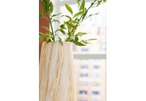 table top tan white vase   