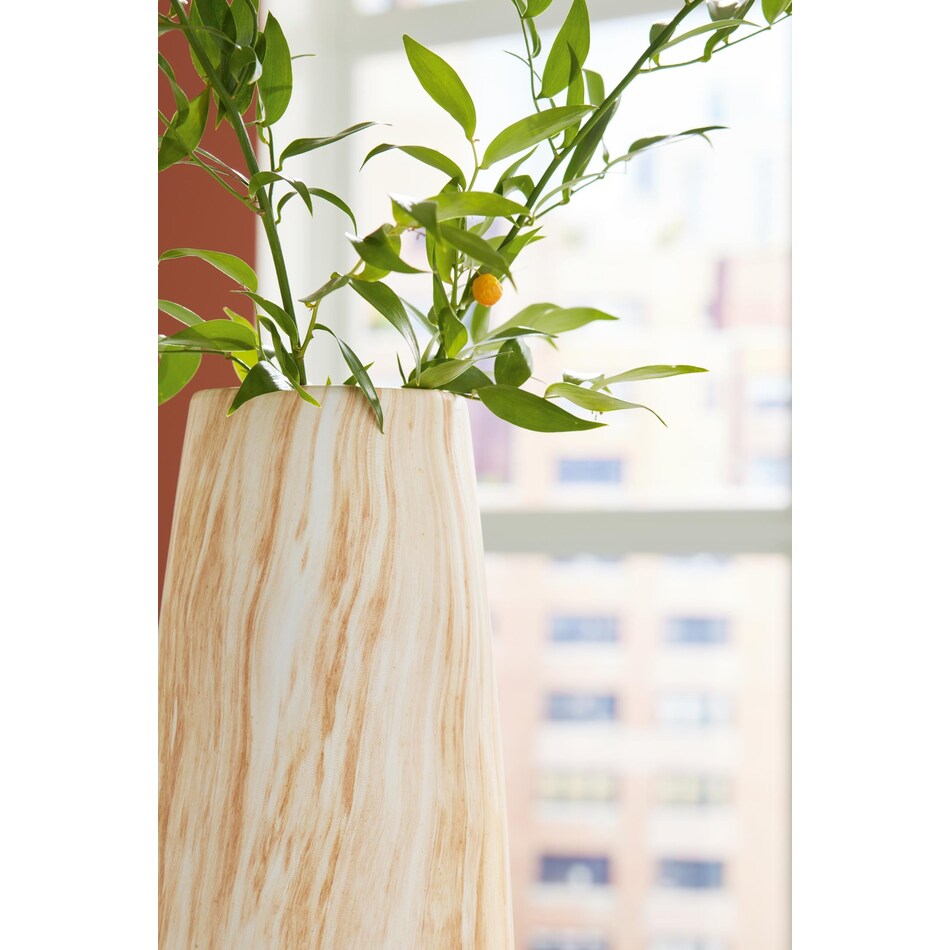 table top tan white vase   
