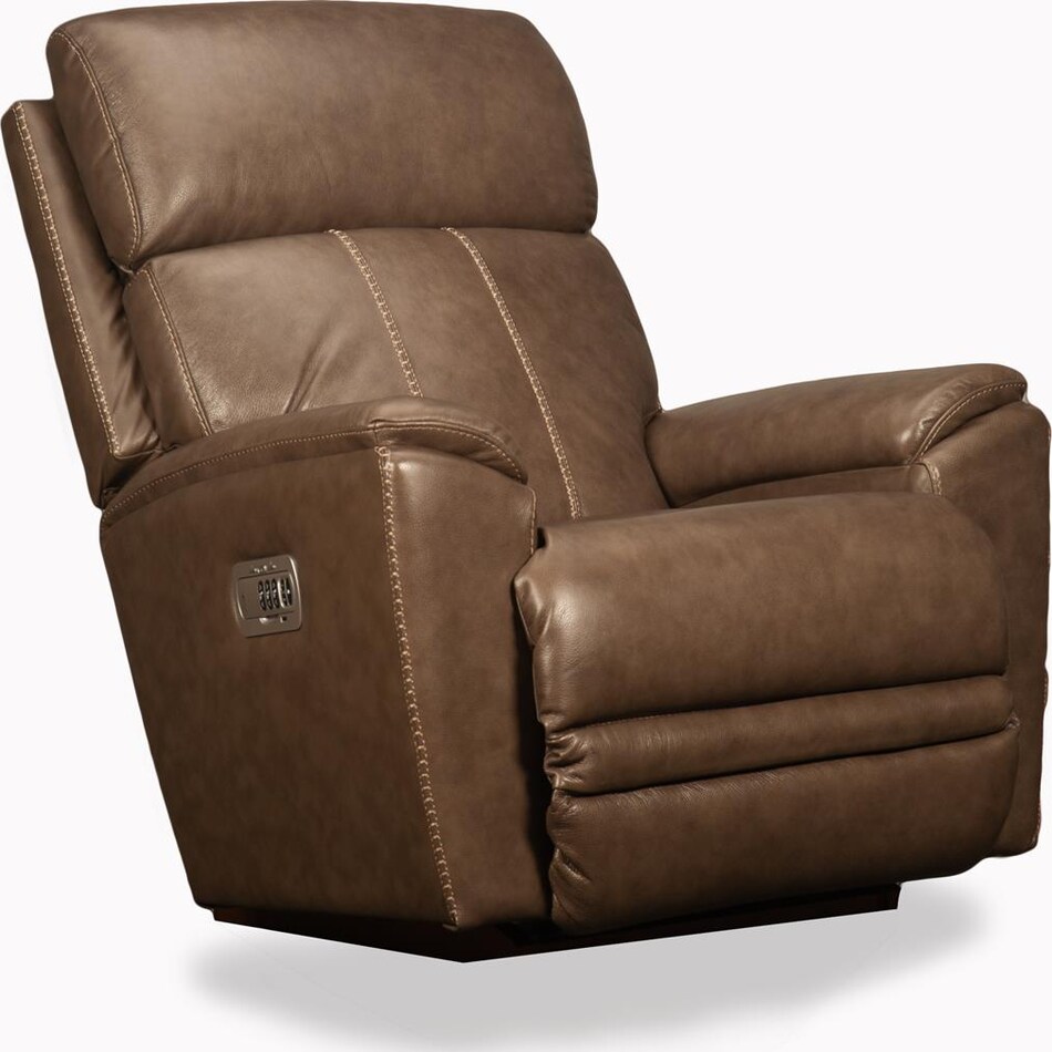 talladega brown power leather rocker recliner   