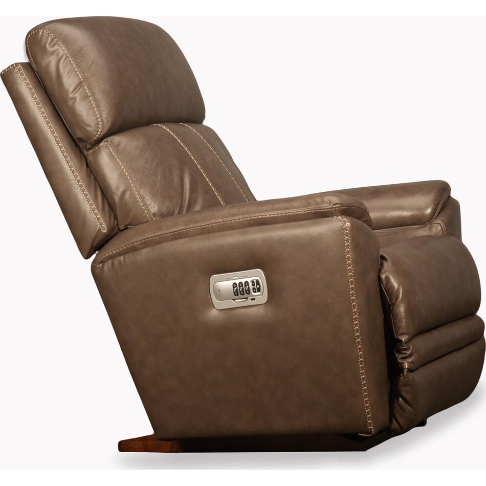 talladega brown power leather rocker recliner   