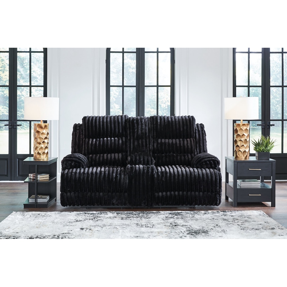 technique black power reclining console loveseat   