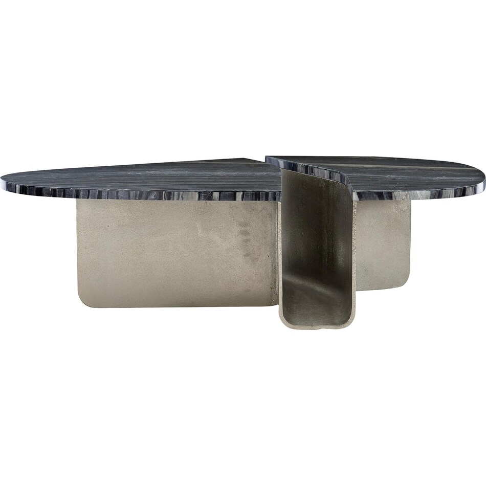tegan black forest marble   shiny nickel cocktail table   