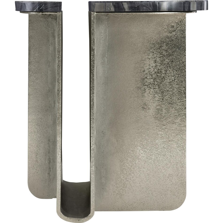 tegan black forest marble   shiny nickel end table   