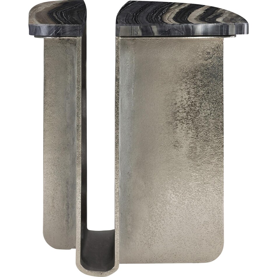 tegan black forest marble   shiny nickel end table   
