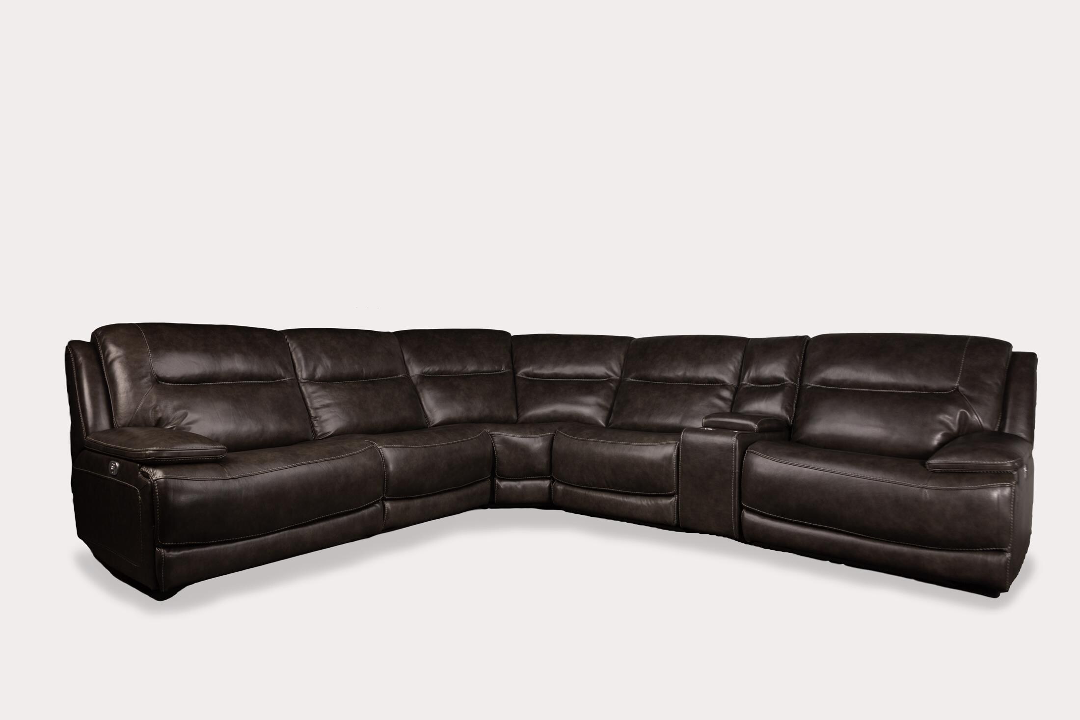 TERRY 6-PIECE POWER LEATHER SECTIONAL | Morris