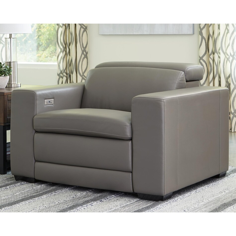texline grey leathe rpower recliner   