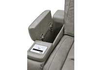 the man den gray power leather reclining console loveseat   