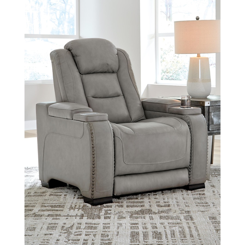 the man den grey power leather recliner   