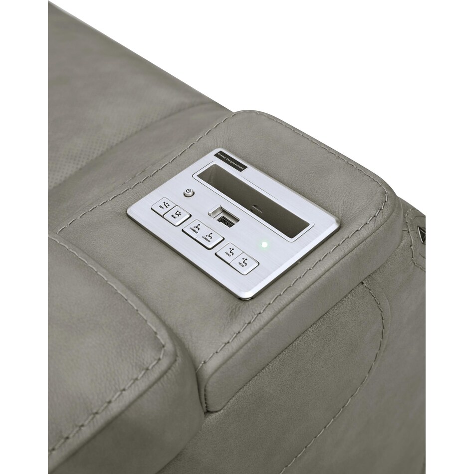 the man den grey power leather reclining console loveseat   