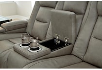 the man den grey power leather reclining console loveseat   