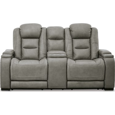 THE MAN-DEN LEATHER POWER RECLINING LOVESEAT